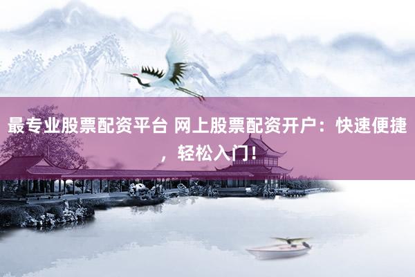最專業(yè)股票配資平臺 網上股票配資開戶：快速便捷，輕松入門！
