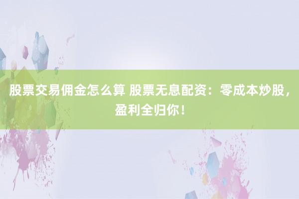 股票交易傭金怎么算 股票無息配資：零成本炒股，盈利全歸你！