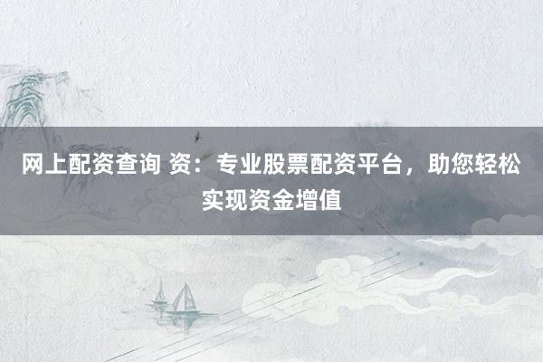 網(wǎng)上配資查詢 資：專業(yè)股票配資平臺，助您輕松實現(xiàn)資金增值