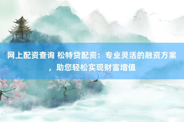 網(wǎng)上配資查詢 松特貸配資：專業(yè)靈活的融資方案，助您輕松實(shí)現(xiàn)財(cái)富增值