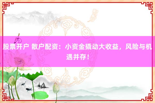 股票開戶 散戶配資：小資金撬動大收益，風險與機遇并存！